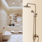 Juno Rainfall Wall Polished Brass Shower Head Extension Arm With Hand Held Shower & Tub Spout