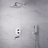 Juno Round LED shower head, shower set with hand held shower with mixer
