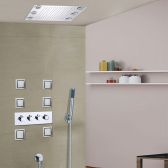 Juno Stainless Steel wall mounted head, LED Rain Shower Set with Body Jets  