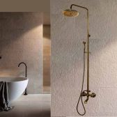 Juno Stylish Wall Brass Bath Mixer Taps Shower Head With Handheld Shower and Tub Spout 