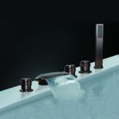 Juno Toulouse Narrow Triple Handle Bathroom Waterfall Bathtub Faucet Oil Rubbed Bronze
