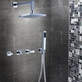 Juno Wall Mount Waterfall Shower Head with Hand Shower Hose and Water Mixer
