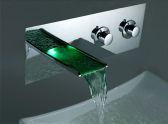 Juno LED Waterfall Bathroom sink Faucet with Brass Chrome Finish