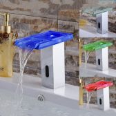 Juno LED Waterfall Chrome Finished Automatic Sensor Bathroom Faucet