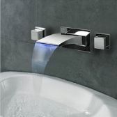 Juno Lucca LED Waterfall Bathroom Sink Faucet Tub Mixer Tap In Chrome