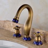 Juno Luxurious Vintage Blue Crystal Widespread Sink Faucet