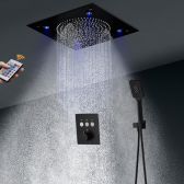 Juno New Matte Black Shower Head Ceiling Mount With LED Lights