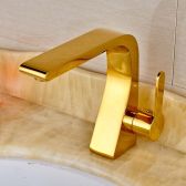 Juno Modern Style Gold Finish Deck Bathroom Faucet