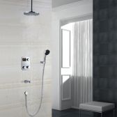 Juno New Digital Display Ceiling Mount Round Shower Head Set and Wall Mount Faucet