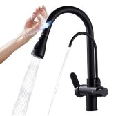 New Juno Black Touch Kitchen Faucet Deck Mount Swivel Dual Function Tap