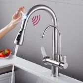 New Juno Brushed Touch Kitchen Faucet Deck Mount Swivel Dual Function Tap