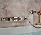 Juno Brushed Nickel Finish Bathtub Three Handles Mixer Tap