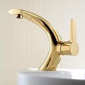 Juno Curved Gold Sink Faucet Single Lever Bathroom Sink Faucet Mixer
