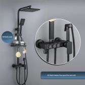 Juno Copper Black Shower Head Digital Display Thermostatic Shower Set With Four-Speed Shower booster nozzle