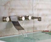Juno Bordeaux  5pcs Three Handles Luxury Wall Mounted Waterfall Spout Bathroom Bath Tub Faucet