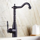 Juno Retro Single Handle Deck Mounted Black Kitchen Vessel Sink Faucet