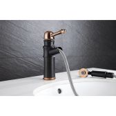 Juno Rich Look Antique Brass Gold Pull Out Spout Swivel Bathroom Faucet
