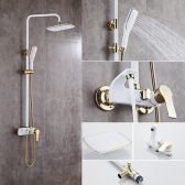 Juno Rich Luxury White Painted Wall Mount Shower Head with Handheld Shower