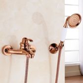 Juno Rose Gold Faucet Polished Single Handle Wall Mount Bathtub Faucet with Handheld Shower