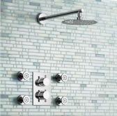 Juno Thermostatic Ultra Thin Shower Head With 4-Massage Body Jets