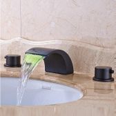 Juno LED Color Changing Widespread Black Finish Bathtub Faucet