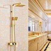 Juno Royal Luxury Water Rainfall Gold Wall 8 inch Shower & Hand Held Shower