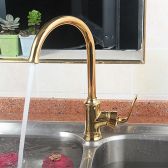 Juno Royal Single Hole Basin Gold Kitchen Tap Faucet