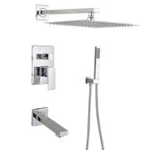 Juno 8 Inch To 16 Inch Royal Wall Mount Rain Shower-Head Rain Shower set with Handheld-Shower