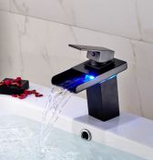 Juno LED Waterfall Deck Mount Bathroom Sink Faucet Oil Rubbed Bronze