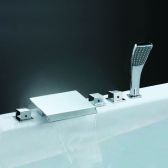 Juno Triple Handle Chrome Polished Brass Made Waterfall Bathtub Faucet
