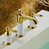 Juno Sorrento Bathroom Sink Faucet In Polished Gold / White Paint