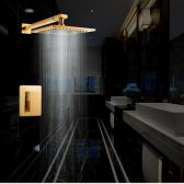 Juno Square Gold Wall Mount Square Rainfall Bathroom Shower