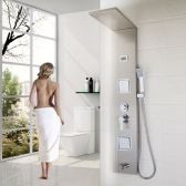 Juno Stainless Steel Shower Massage Bath Waterfall Wall Mount Shower Tower