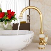 Juno Tall Gold Single Handle Brass Marble Designer Kitchen Faucet