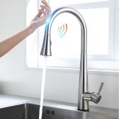 New Brushed Chrome Finish Pull-Out Kitchen Faucet