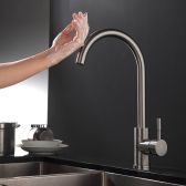 Juno Deck Mounted Touch Control Brushed Nickel Modern Kitchen Faucet