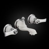 Juno Triple Hole Bathroom White Sink Waterfall Faucet