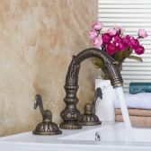 Juno Unique European Classic Design Antique Bronze Dual Handle Sink Faucet