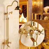 Juno Unique Bell Shaped Rainfall Gold Bathroom Shower-Head Set