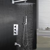 Juno Verona Wall Mounted Chrome Finish Shower Set With Hand Held Shower And Triple Handle Mixer