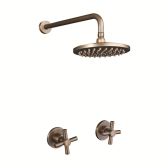 Juno Vintage 8 Inch Bronze Shower Head And 15 Inch Wall Arm Mixer Set