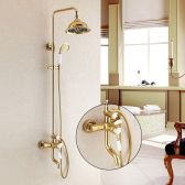 Juno Wall Mount Single Handle Gold Bathroom Shower with Hand-Held Shower