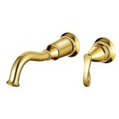 Juno Wall Mounted Bathroom Sink Gold Faucet
