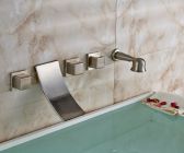 Juno Wall Mounted Brushed Nickel Bathtub Shower Faucet Mixer Tap With Hand Held Shower