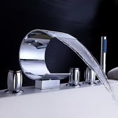 Juno Triple Handel Chrome Roman Bathtub Faucet and Hand Held Shower