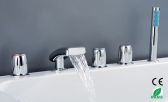 Juno Triple Handle Chrome Polished Waterfall Bathtub Faucet