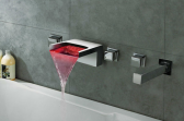 Juno Wall Mount Bath-Tub Faucet Color Changing LED Chrome Finish Brass Body