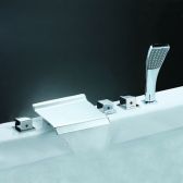 Juno Chrome Finish Waterfall Roman Bathtub Faucet with Handheld Shower
