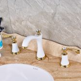 Juno White Gold Deck Mount Single Handle Bathroom Mixer Faucet 