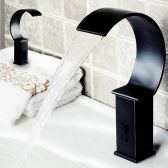 Juno Widespread Antique Black Automatic Sensor Waterfall Bathroom Faucet   